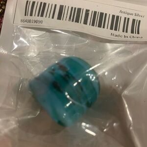 5/ $10 Blue and Black Swirled Glass Ring